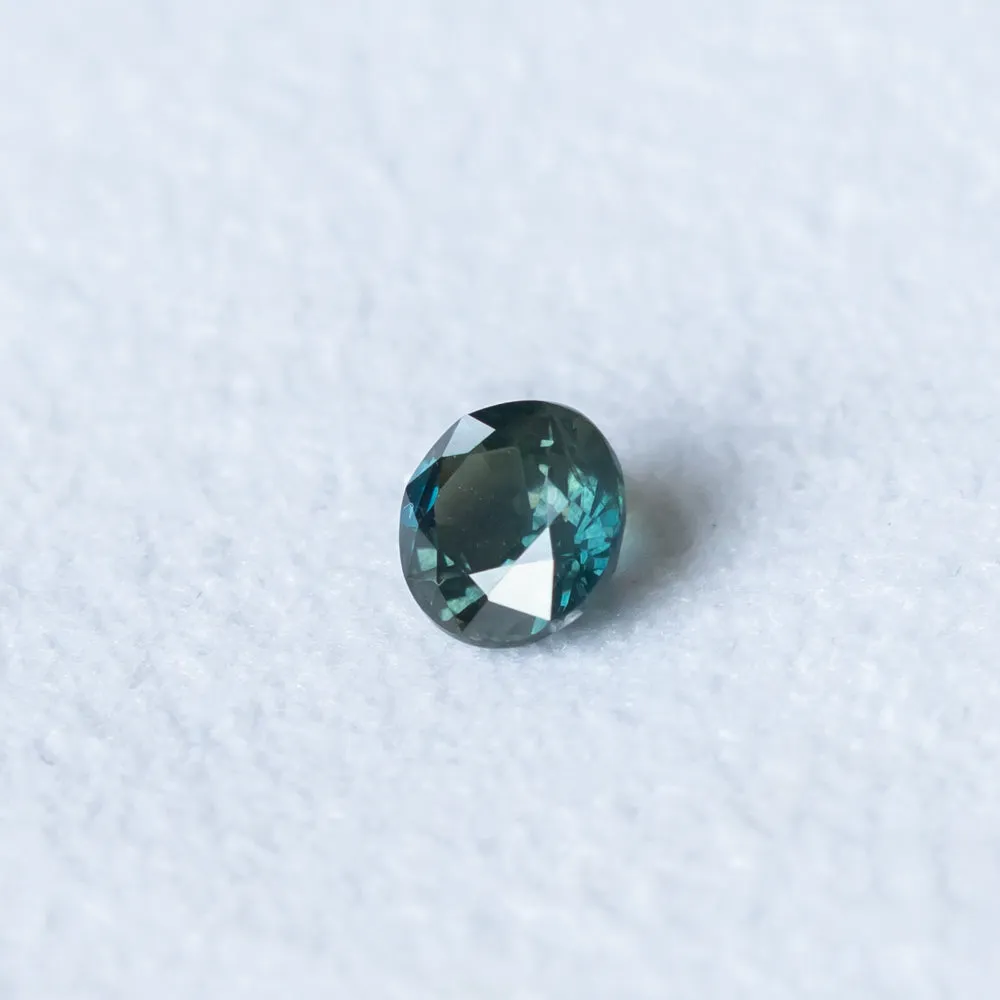 1.04CT ROUND AUSTRALIAN SAPPHIRE, BLUE TEAL GREEN, 5.80X3.60MM HEATED