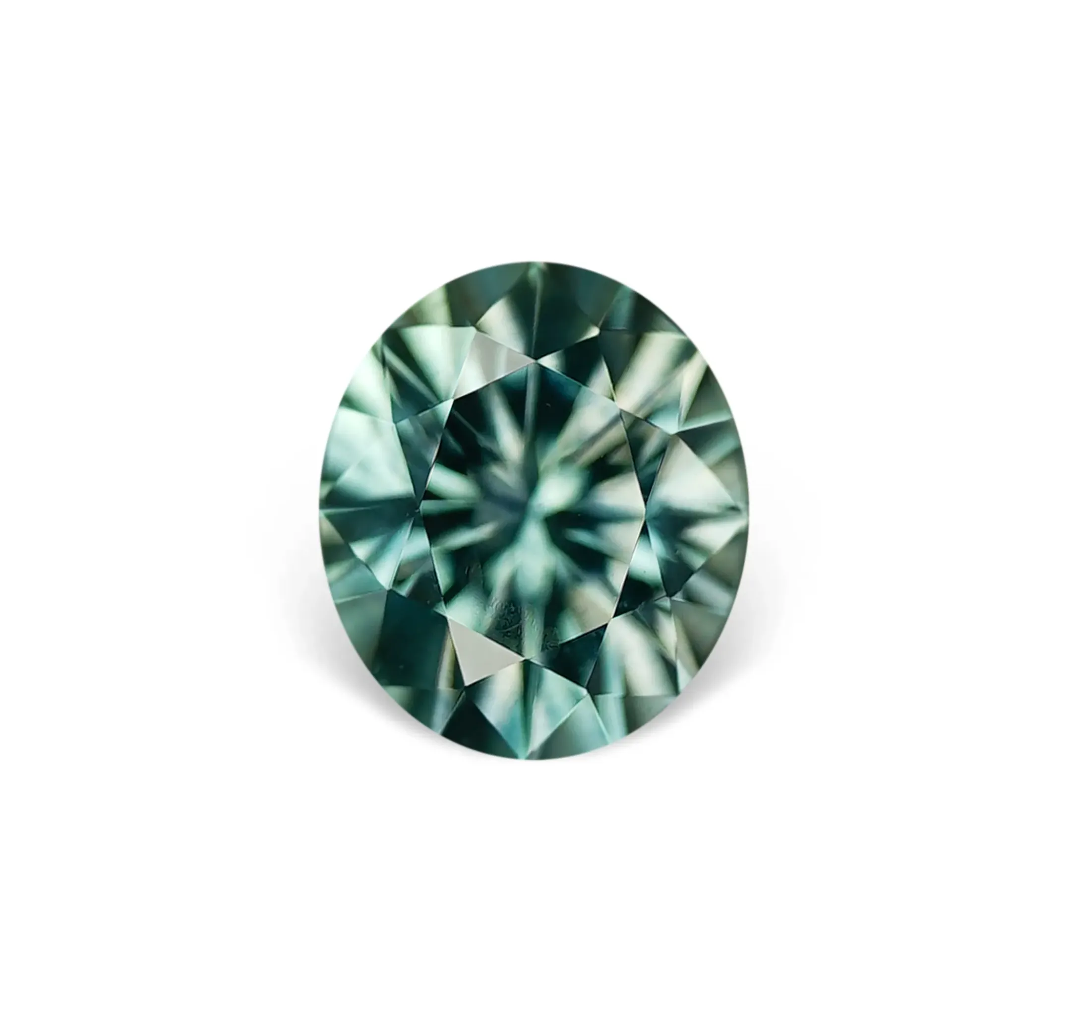 1.08CT OVAL BRILLIANT PRECISION CUT MONTANA SAPPHIRE, TEAL GREEN, 6.3X5.4mm