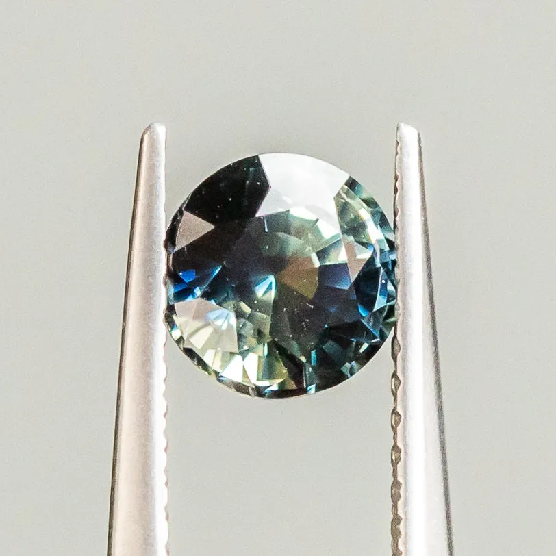 1.13CT ROUND MADAGASCAR SAPPHIRE, PARTI YELLOW BLUE GREEN, 5.83X5.78X4.31MM