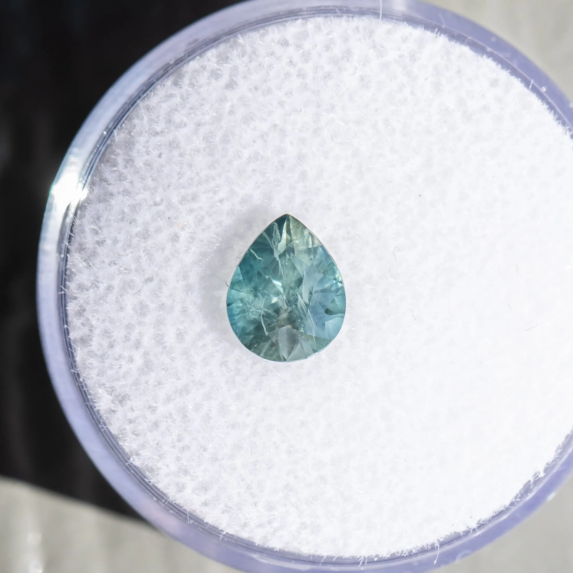 1.20CT PEAR SAPPHIRE, SILKY MEDIUM TEAL, 7.34X5.94MM