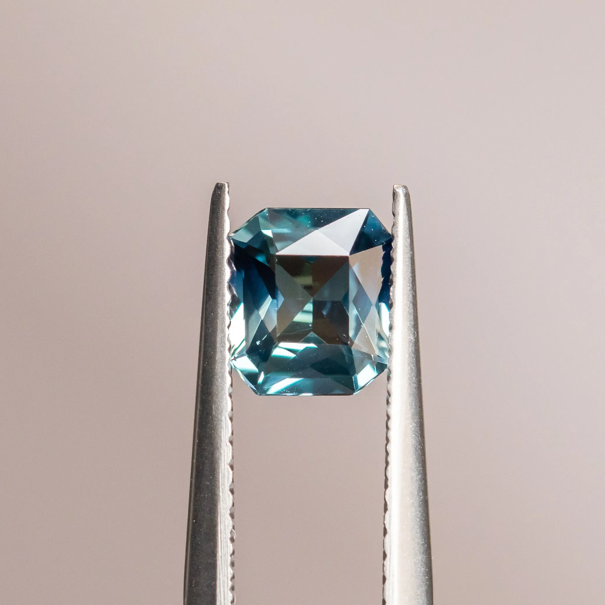 1.25CT RADIANT CUT MADAGASCAR TEAL BLUE PARTI SAPPHIRE, 6.68X6.04X3.48MM