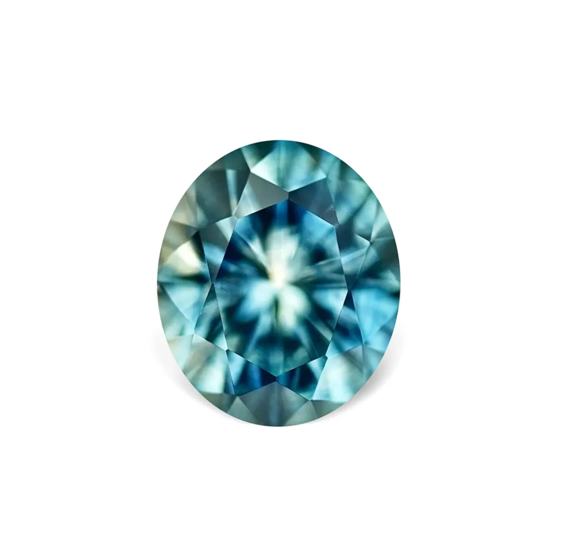 1.33CT OVAL BRILLIANT PRECISION CUT MONTANA SAPPHIRE, PARTI TEAL GREEN YELLOW, 7.1X6.2MM