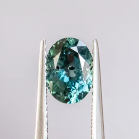 1.34CT Oval Tanzanian Sapphire, Teal Blue, 8.00x6.00x3.47MM, UNHEATED