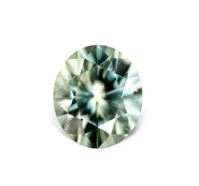 1.43CT OVAL BRILLIANT PRECISION CUT MONTANA SAPPHIRE, PARTI WHITE MINT BLUE, 7X6MM