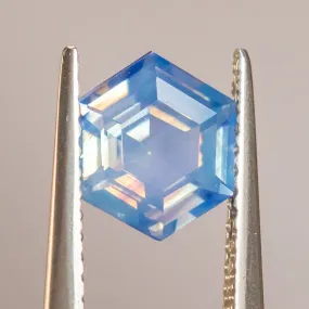 1.53CT HEXAGON AFRICAN SAPPHIRE, SILKY OPALESCENT PERIWINKLE BLUE, 7.40X7.56X4.03MM.