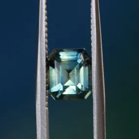 1.60CT EMERALD CUT MADAGASCAR SAPPHIRE, PARTI BLUE GREEN YELLOW, 6.7X6X4MM