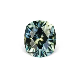 1.68CT ELONGATED CUSHION PRECISION CUT MONTANA SAPPHIRE, PARTI GREEN BLUE TEAL, 7.4X6.3MM