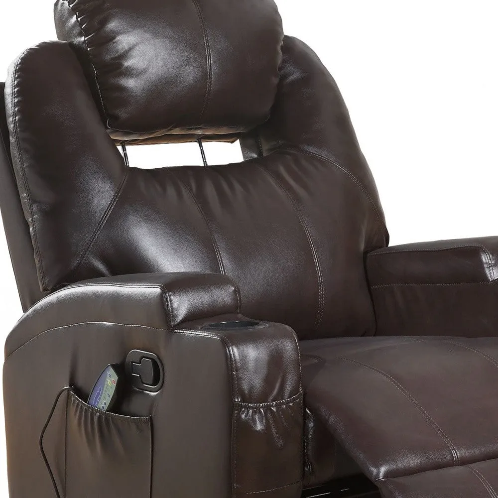 34 Brown Faux Leather Heated Massge Home Theater Recliner