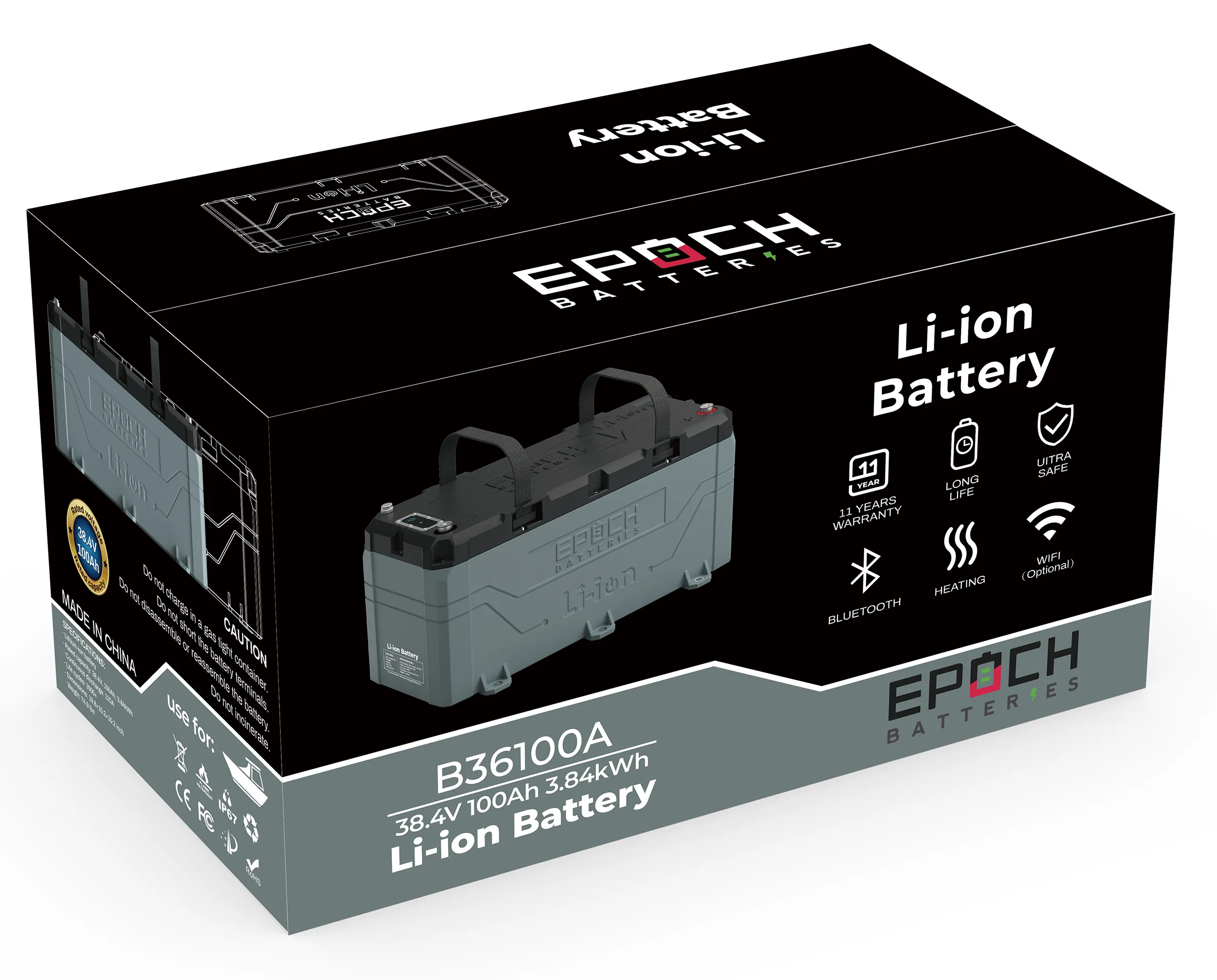 36V 100Ah | Heated & Bluetooth | LiFePO4 Battery