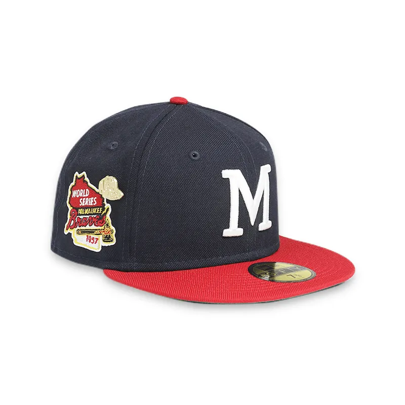 [60244526] Milwaukee Braves LOGO History Navy '57 WS 59FIFTY Men's Fitted Hat