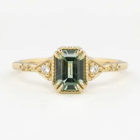 Agatha Ring 1.03ct Montana Emerald Cut Sapphire Ring, 14k Yellow Gold (One of a kind)