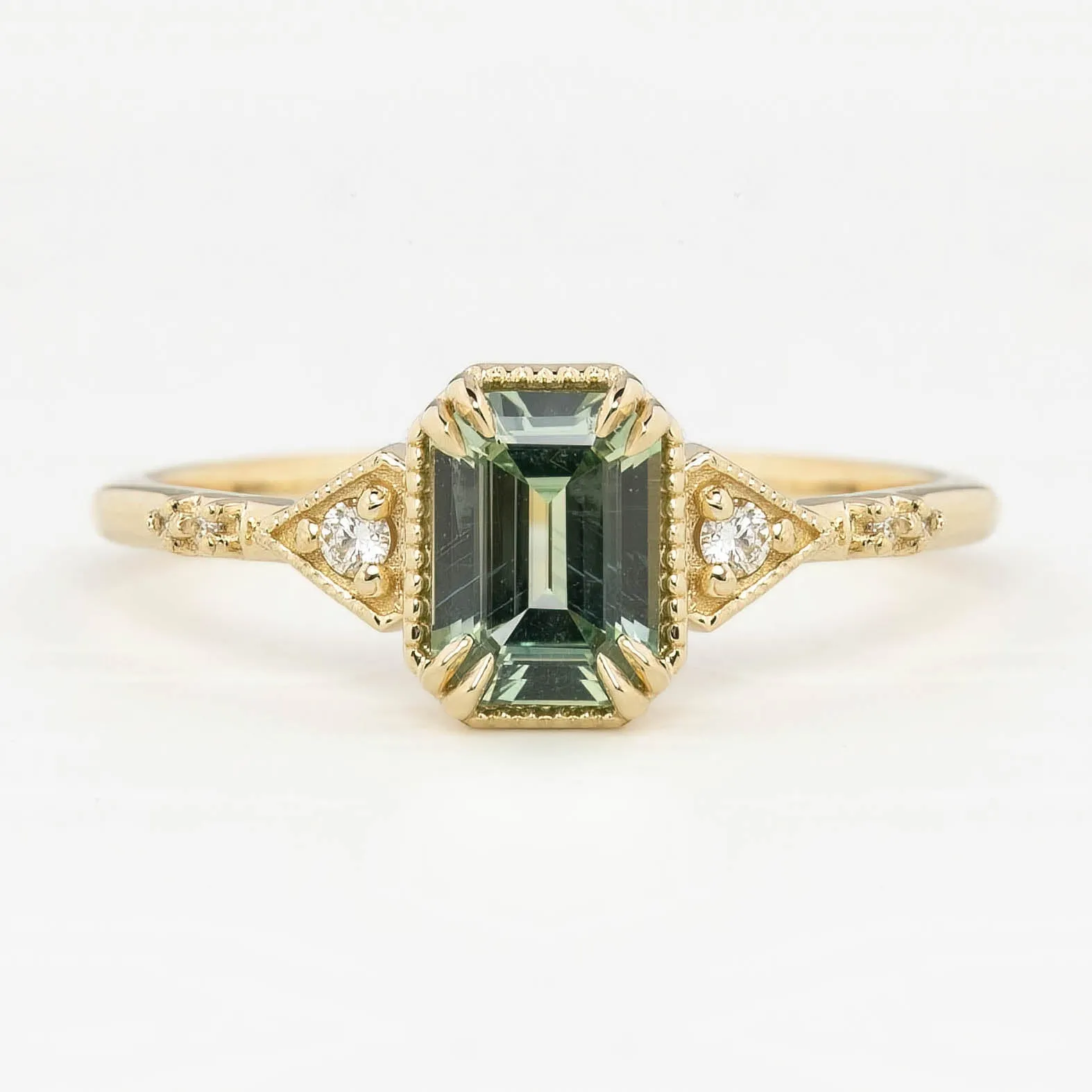 Agatha Ring 1.03ct Montana Emerald Cut Sapphire Ring, 14k Yellow Gold (One of a kind)