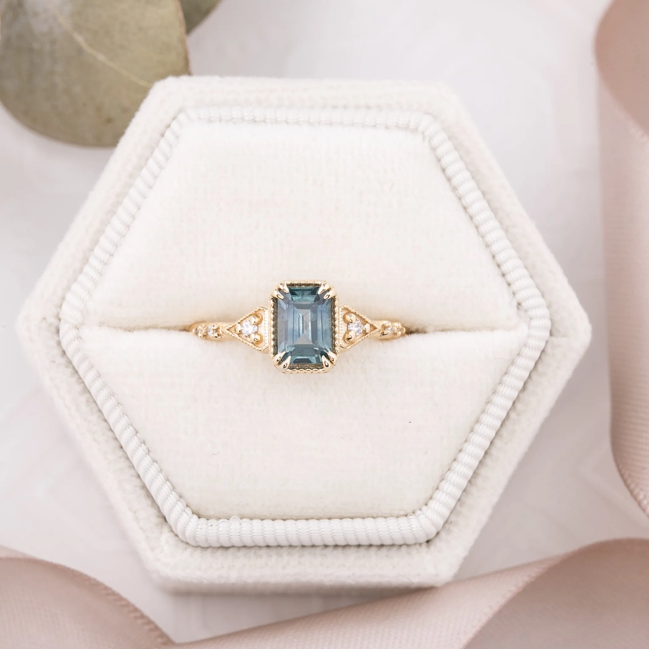 Agatha Ring 1.06ct Teal Blue Montana Sapphire, 14k Yellow Gold (One of a kind)