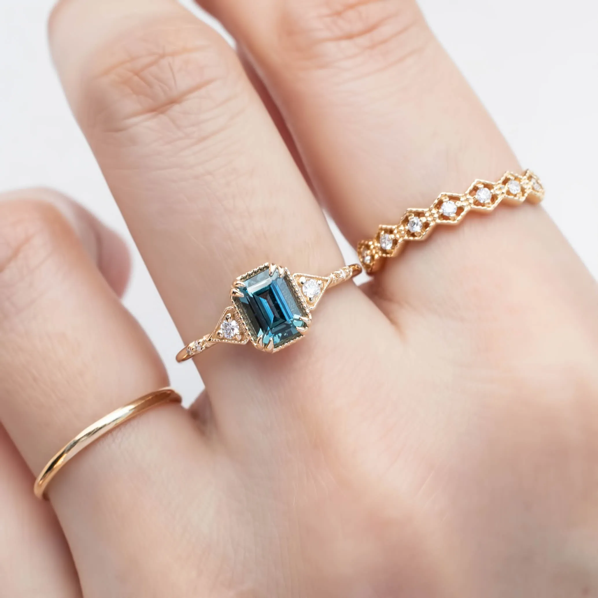 Agatha Ring 1.07ct Blue Green Montana Sapphire, 14k Yellow Gold (One of a kind)