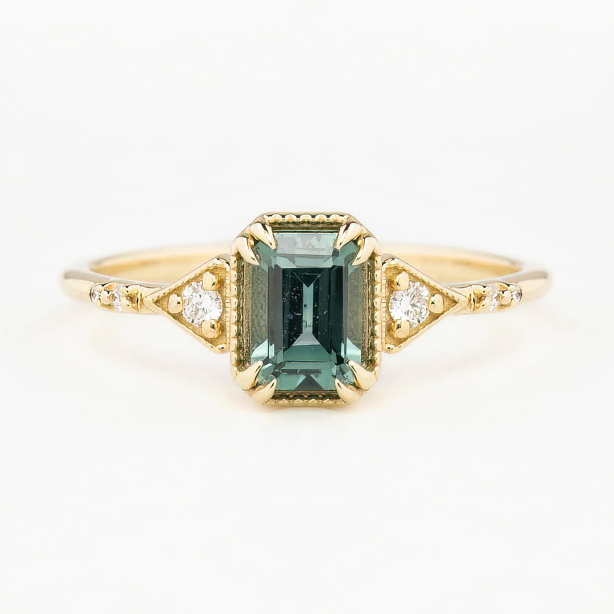 Agatha Ring 1.21ct Blue Montana Emerald Cut Sapphire, 14K Yellow Gold (One of a kind)