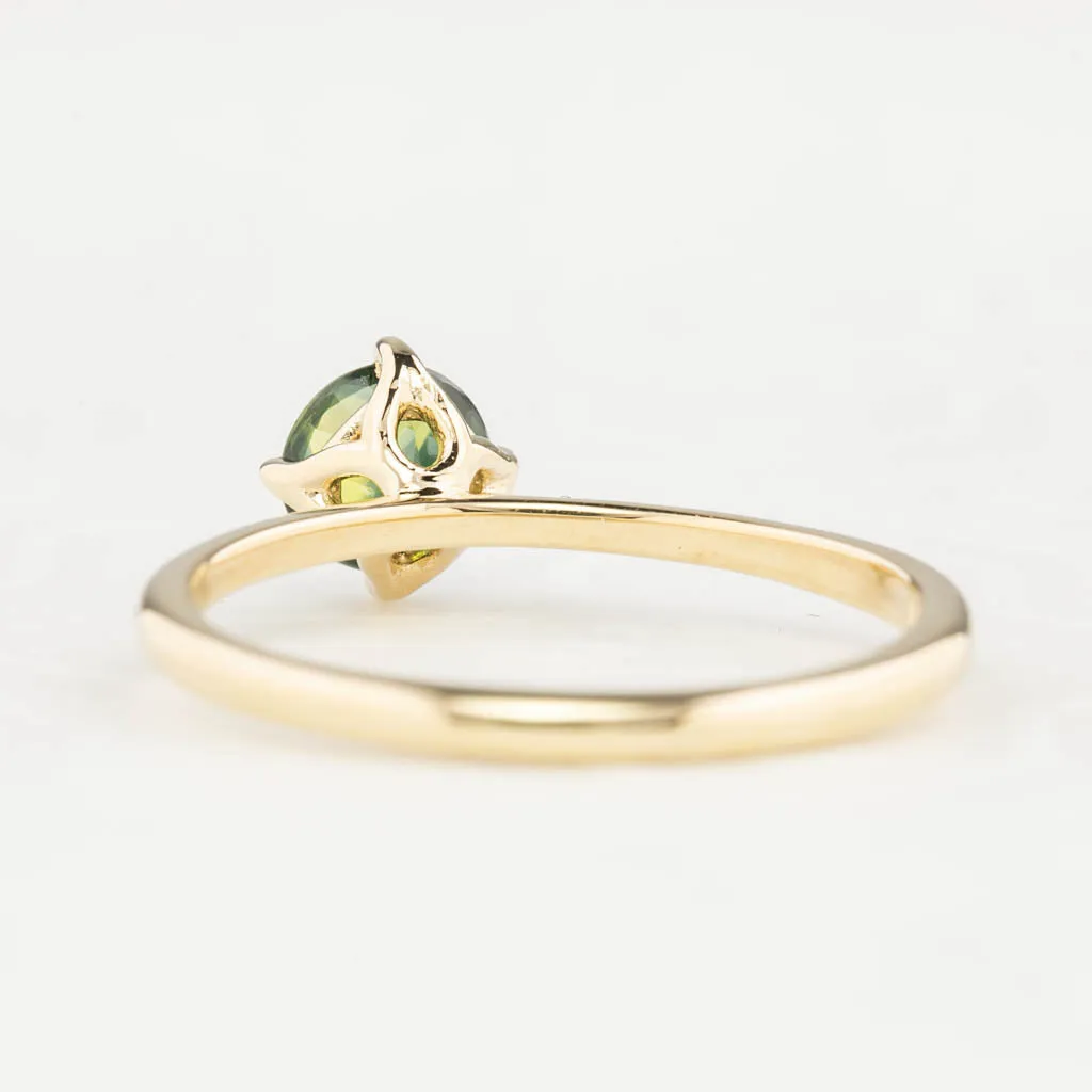 Alice Ring 0.83ct Green Queensland Sapphire, 14k Yellow Gold (One of a kind)