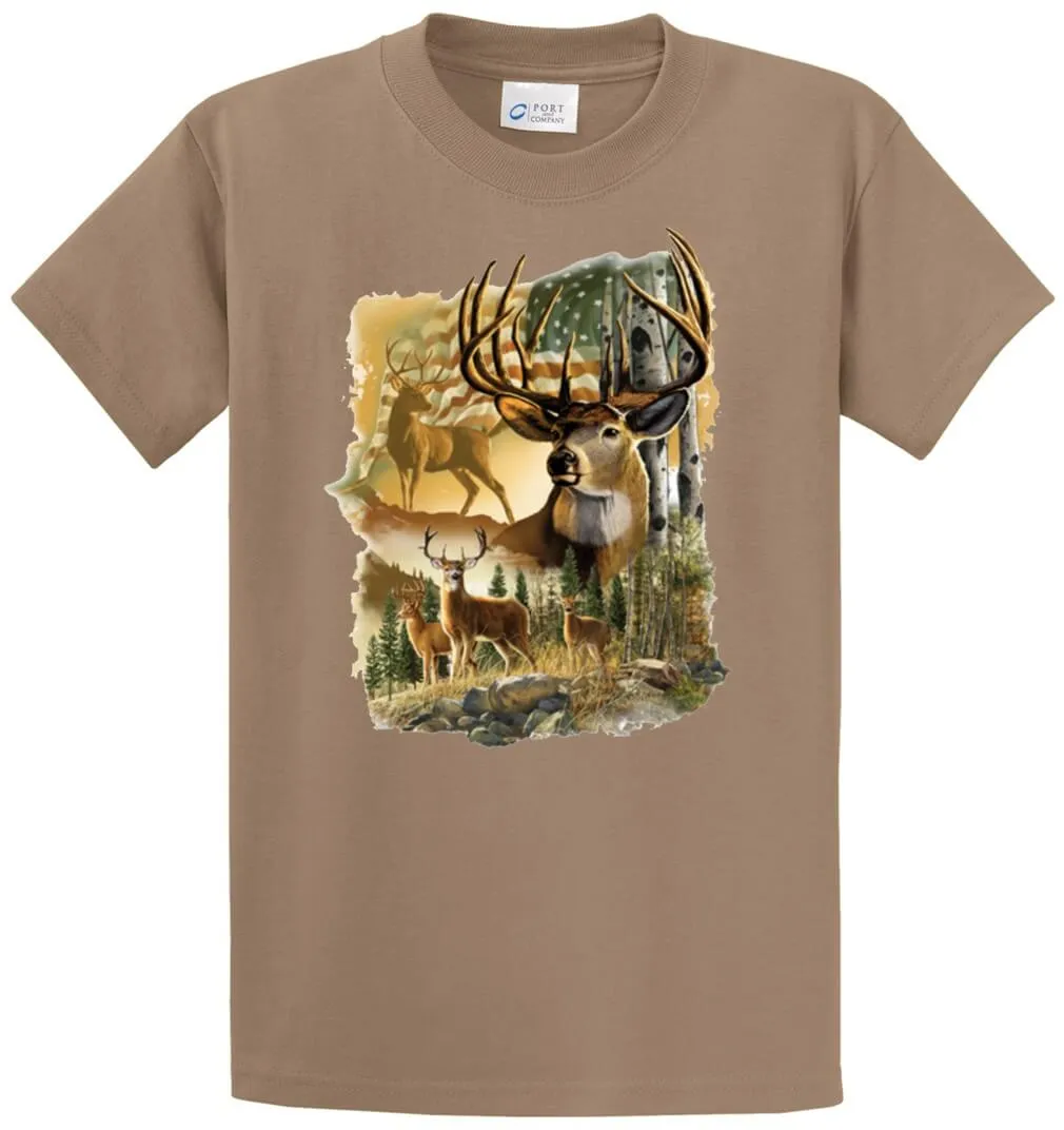 American Deer Printed Tee Shirt