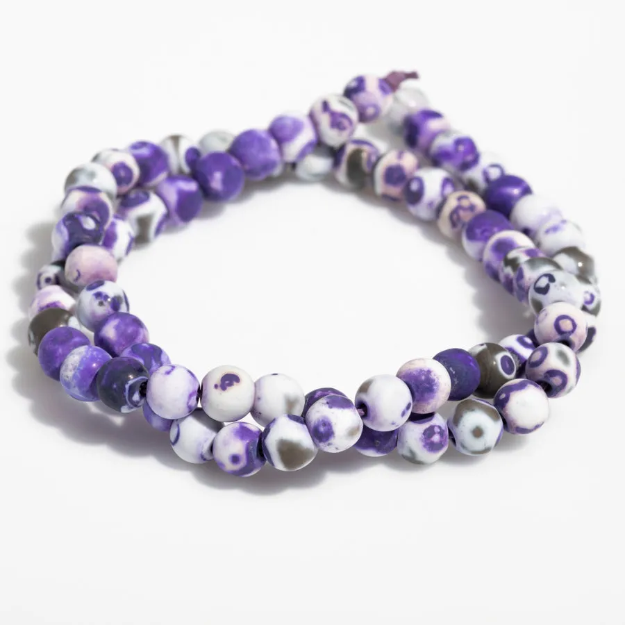 Ancient Cellar Purple Agate 6mm Round Matte - 15-16 Inch