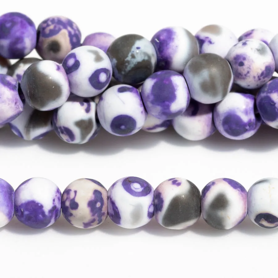 Ancient Cellar Purple Agate 6mm Round Matte - 15-16 Inch