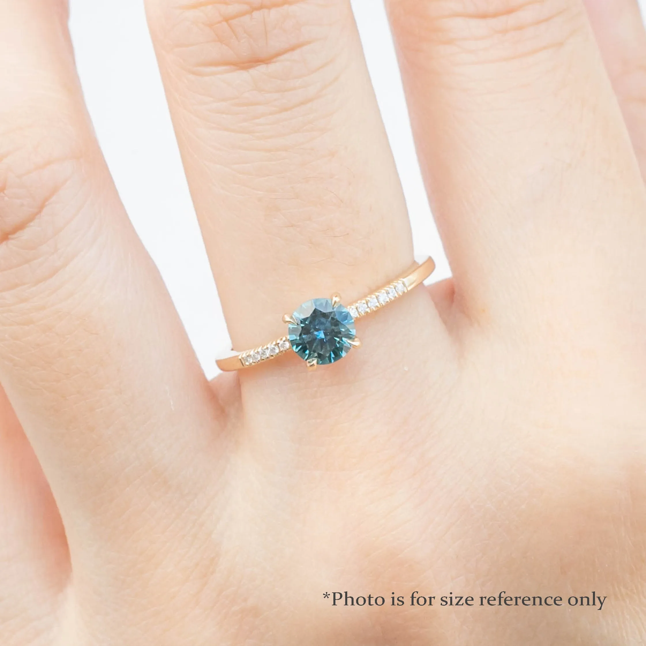 Audrey Ring 0.73ct Teal Blue Queensland Sapphire, 14K Yellow Gold (One of a kind)