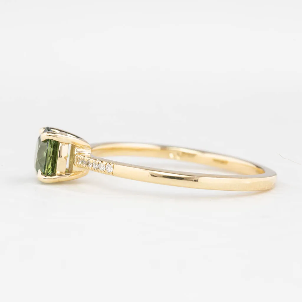 Audrey Ring 0.7ct Green Queensland Sapphire, 14K Yellow Gold (One of a kind)