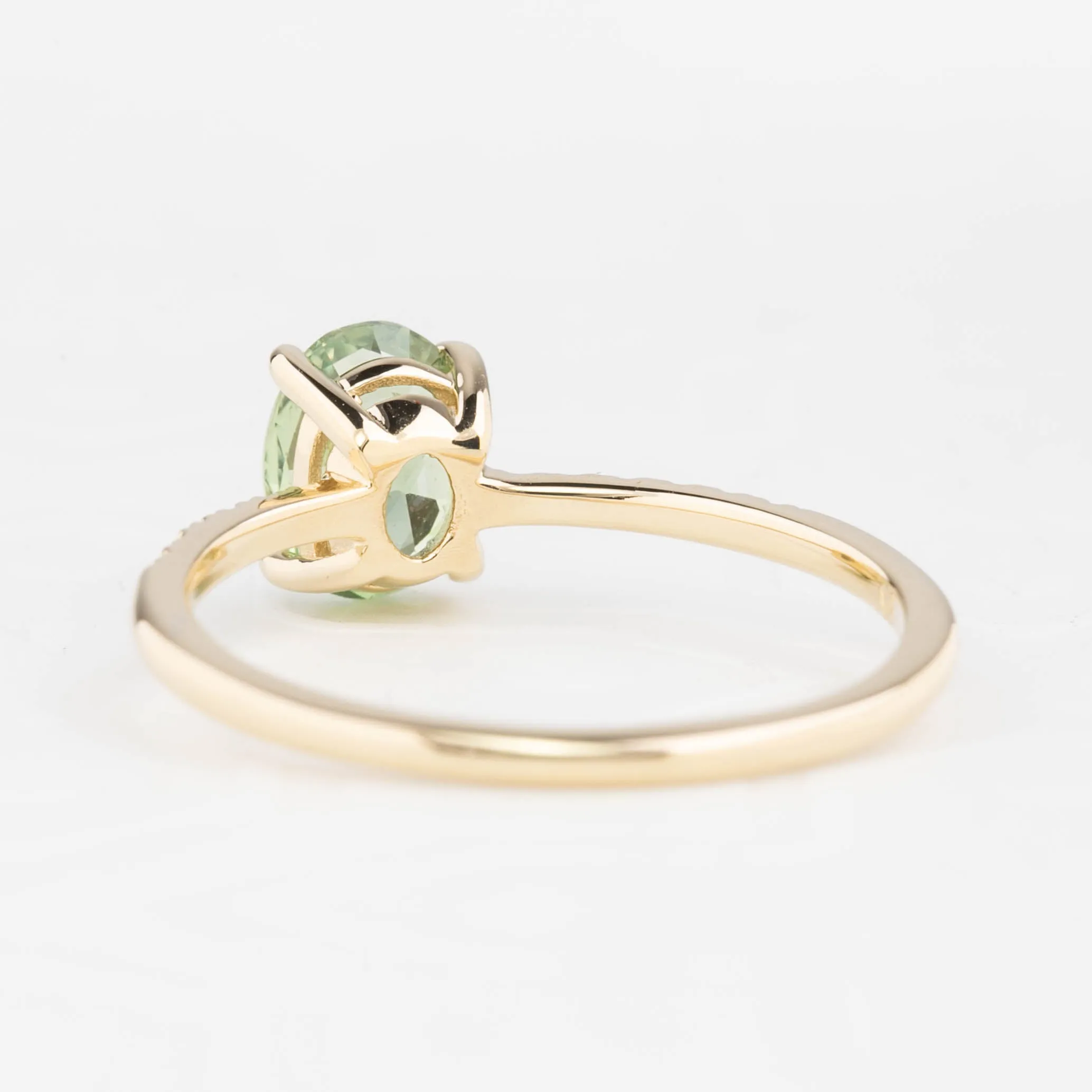 Audrey Ring 1.24ct Light Green Oval Montana Sapphire, 14K Yellow Gold (One of a kind)