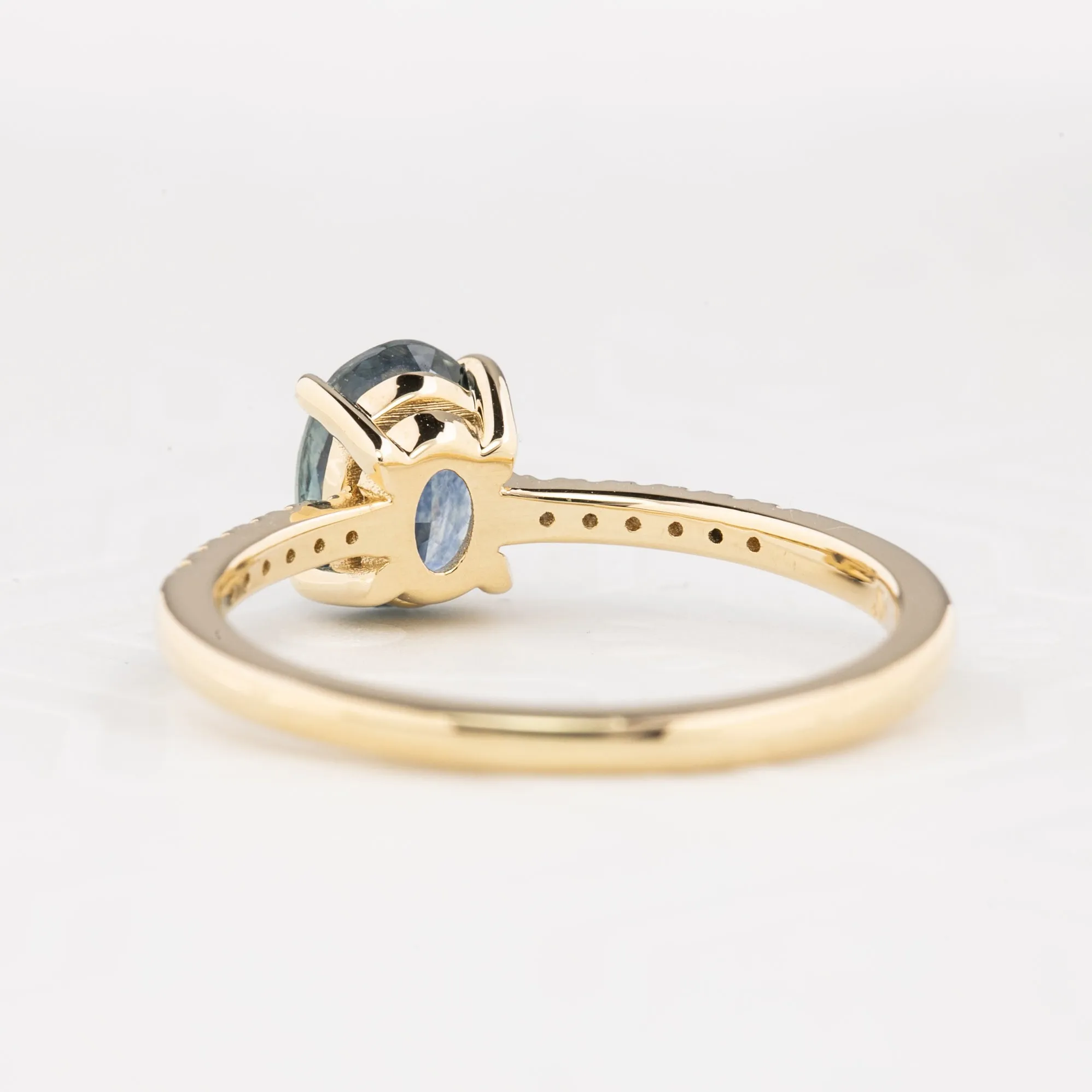 Audrey Ring 1.38ct Teal Blue Montana Sapphire, 14k Yellow Gold (One of a kind)