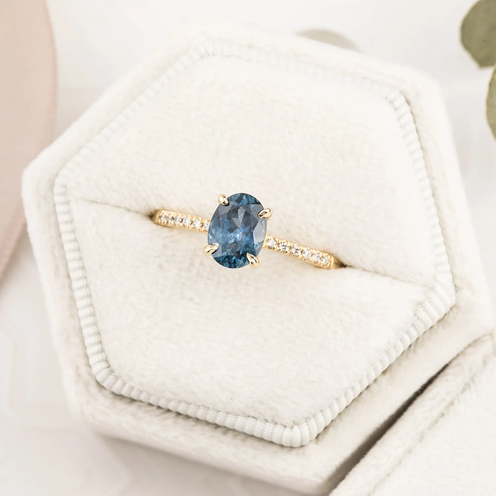 Audrey Ring 1.38ct Teal Blue Montana Sapphire, 14k Yellow Gold (One of a kind)