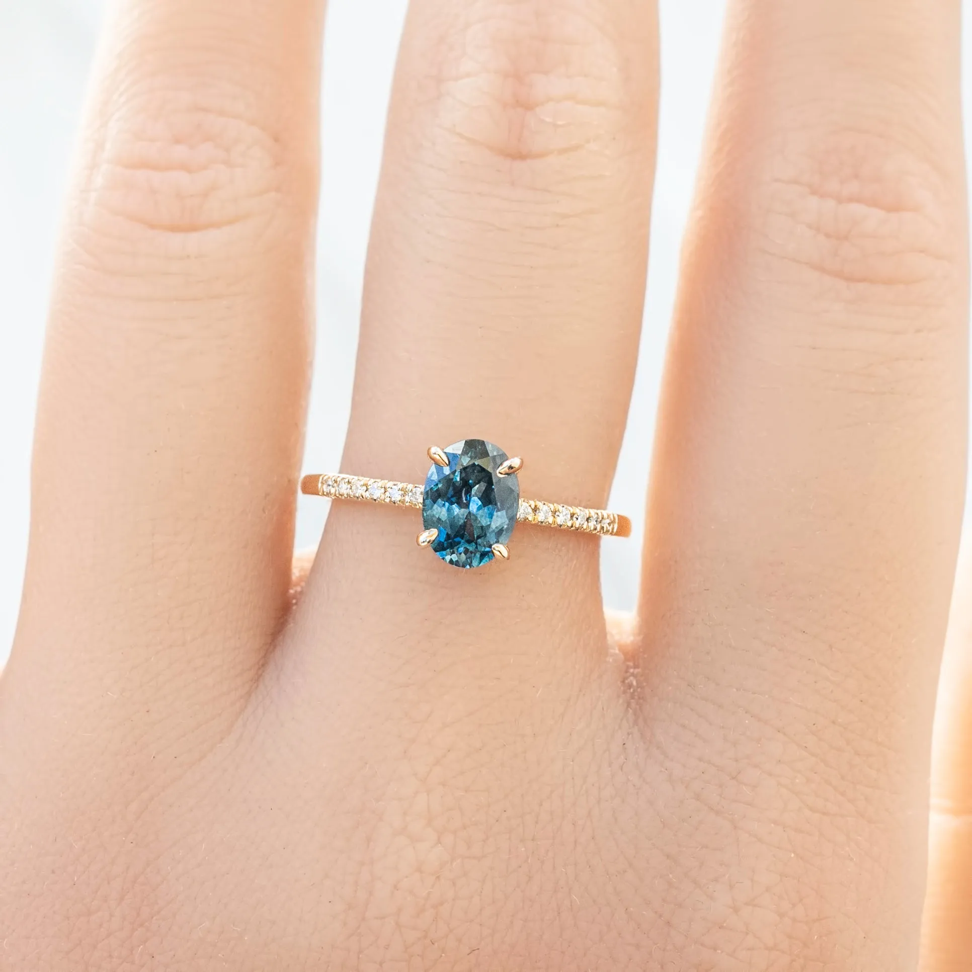 Audrey Ring 1.38ct Teal Blue Montana Sapphire, 14k Yellow Gold (One of a kind)