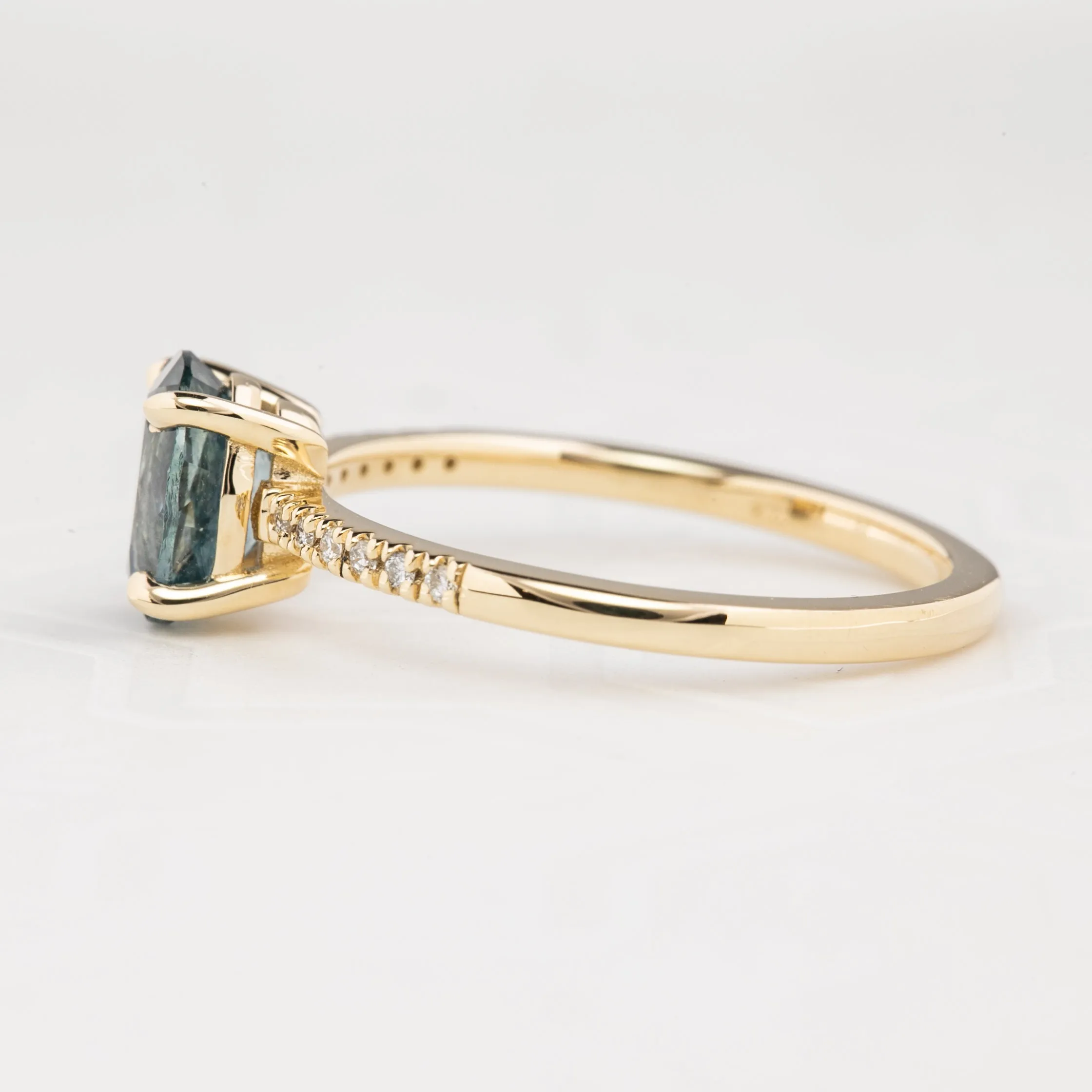 Audrey Ring 1.38ct Teal Blue Montana Sapphire, 14k Yellow Gold (One of a kind)