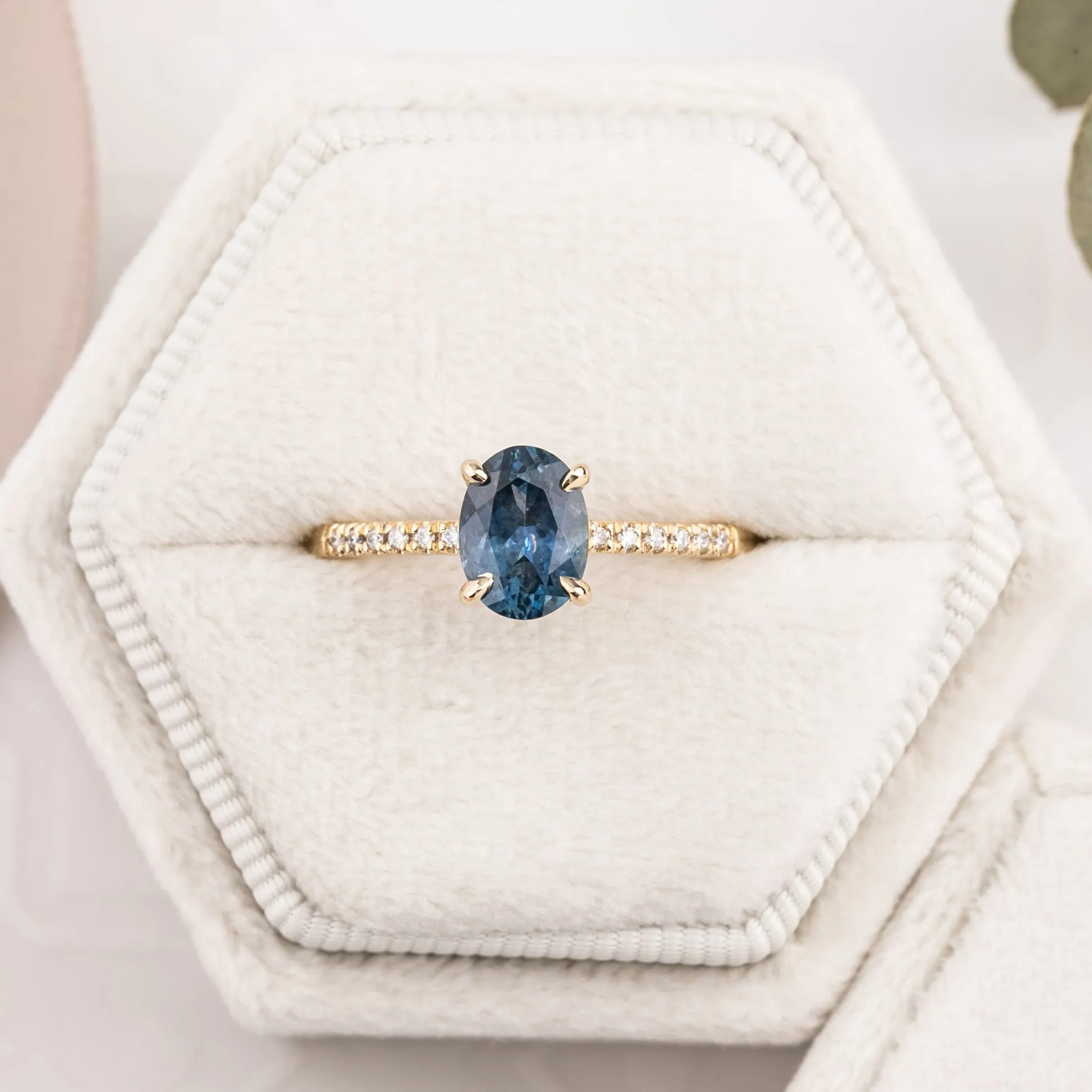 Audrey Ring 1.38ct Teal Blue Montana Sapphire, 14k Yellow Gold (One of a kind)