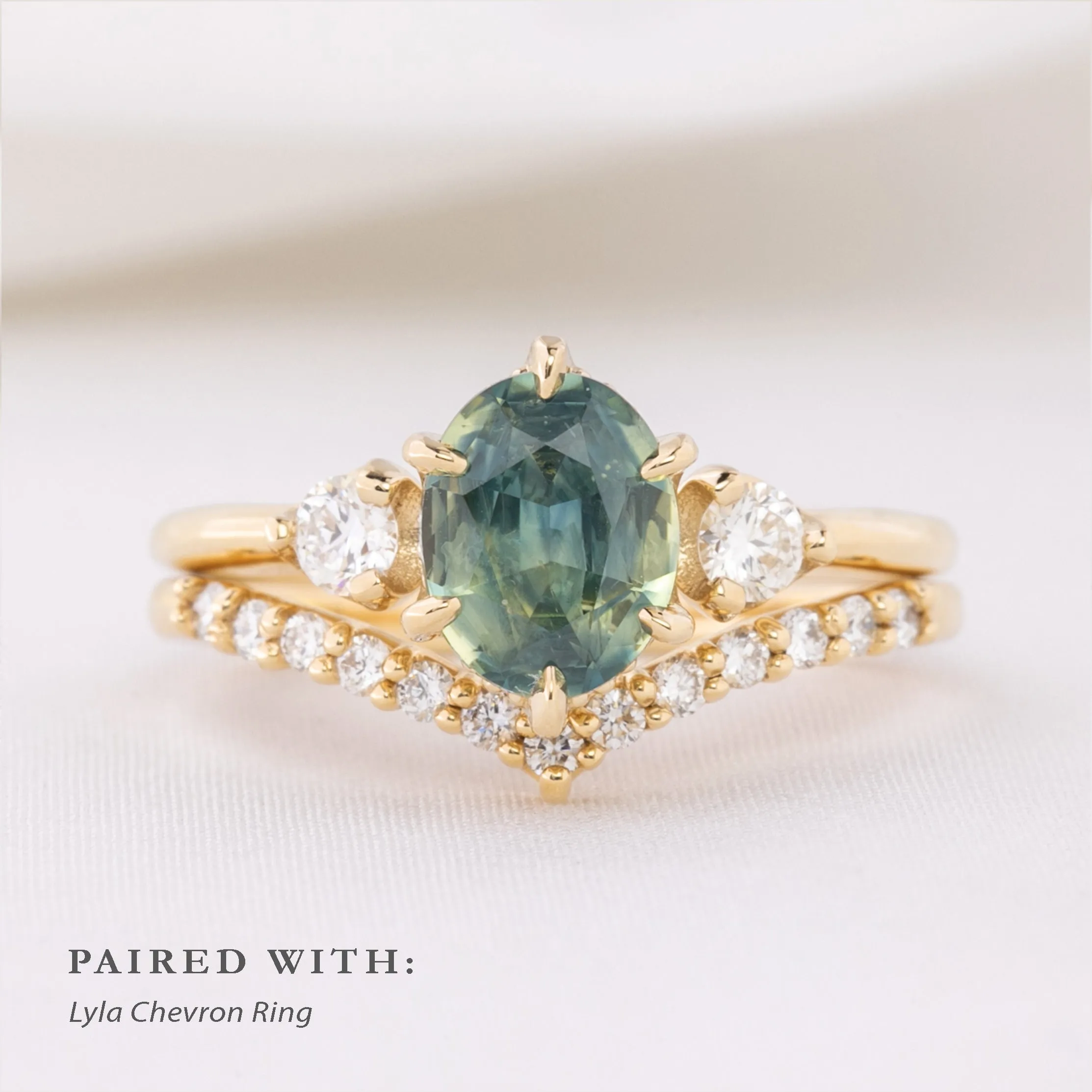 Ayana Ring 1.52ct Parti Blue Green Montana Sapphire, 14k Yellow Gold (One of a kind)