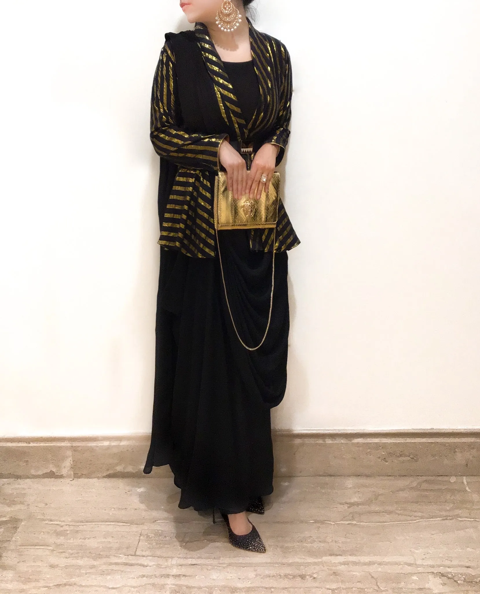 Begum - Black Peplum Jacket Sari