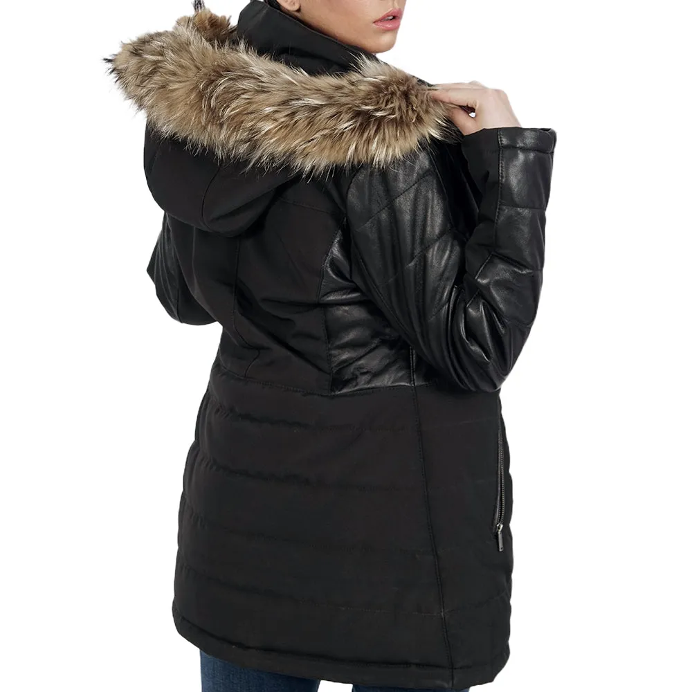 Bella Faux Fur Black Hooded Jacket