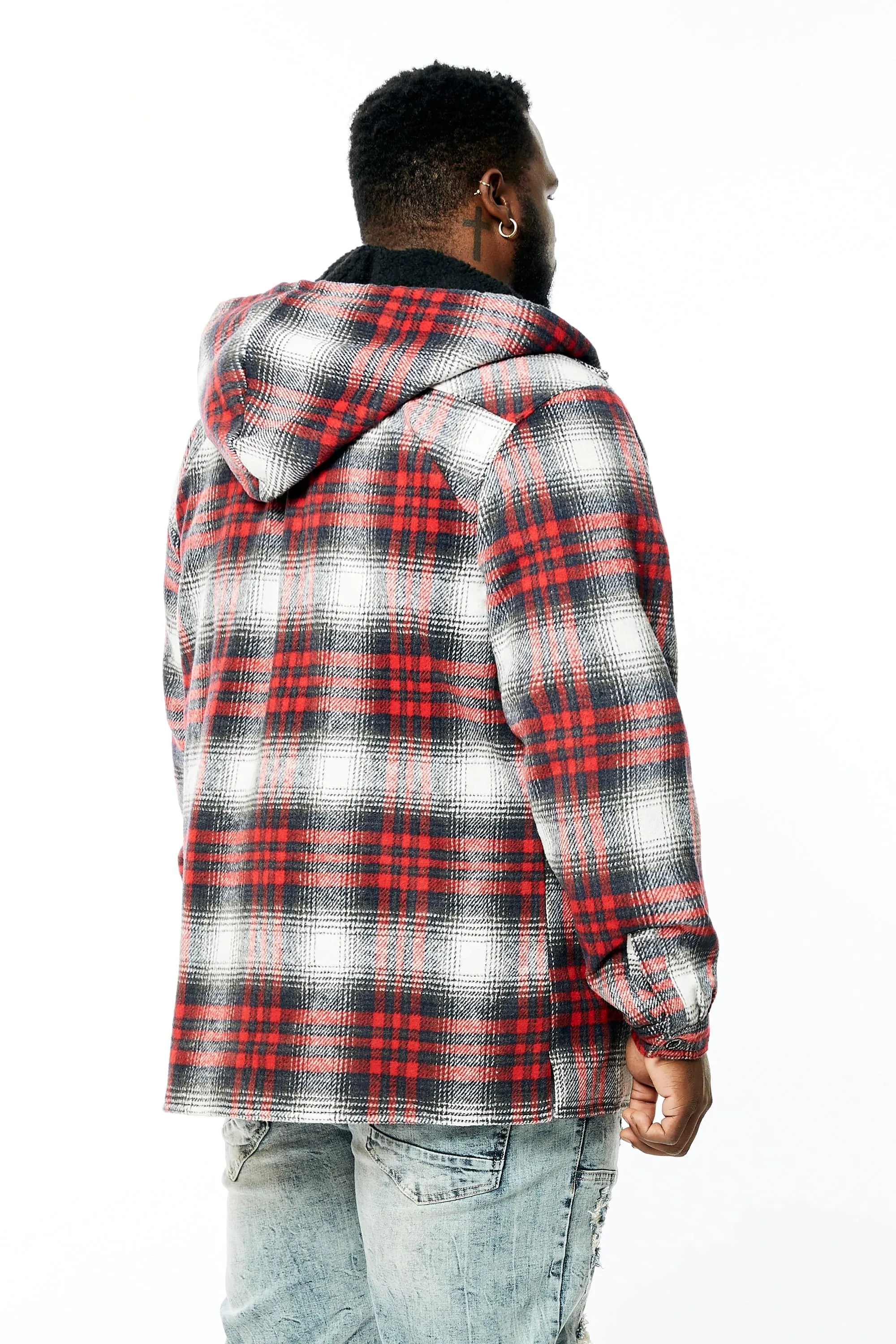 Big and Tall Flannel Shacket - Red