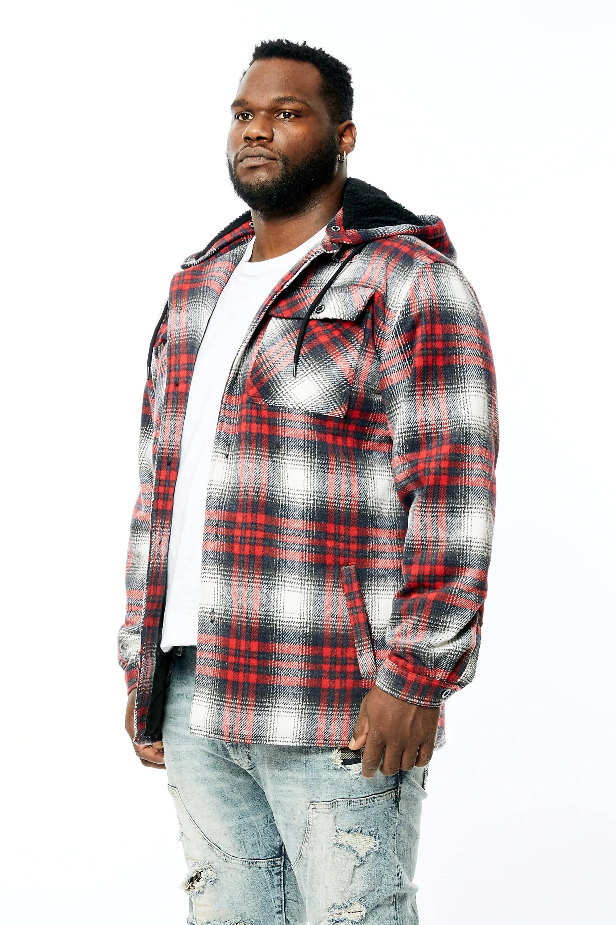 Big and Tall Flannel Shacket - Red