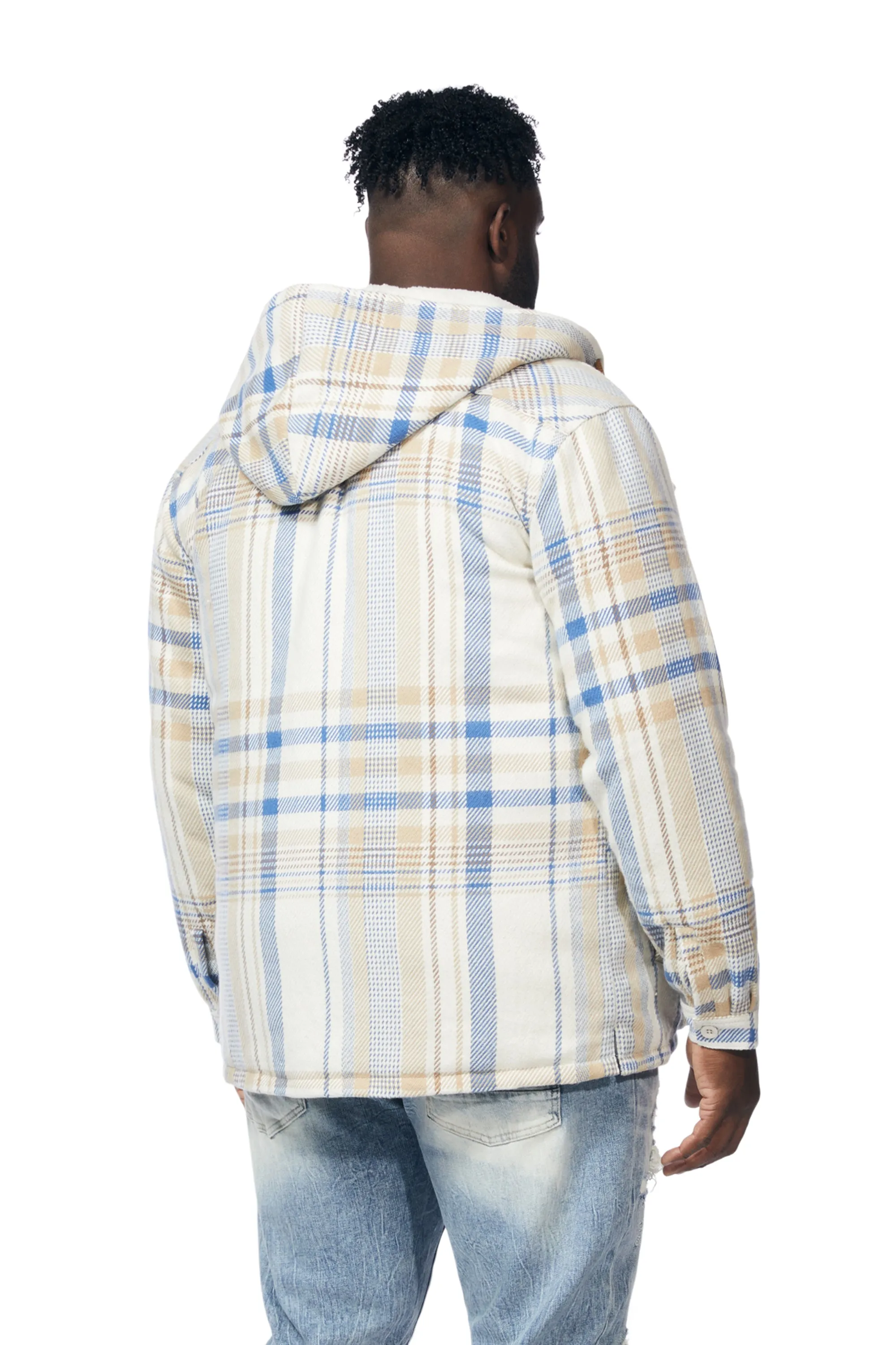 Big and Tall Plaid Flannel Shacket - Biscotti