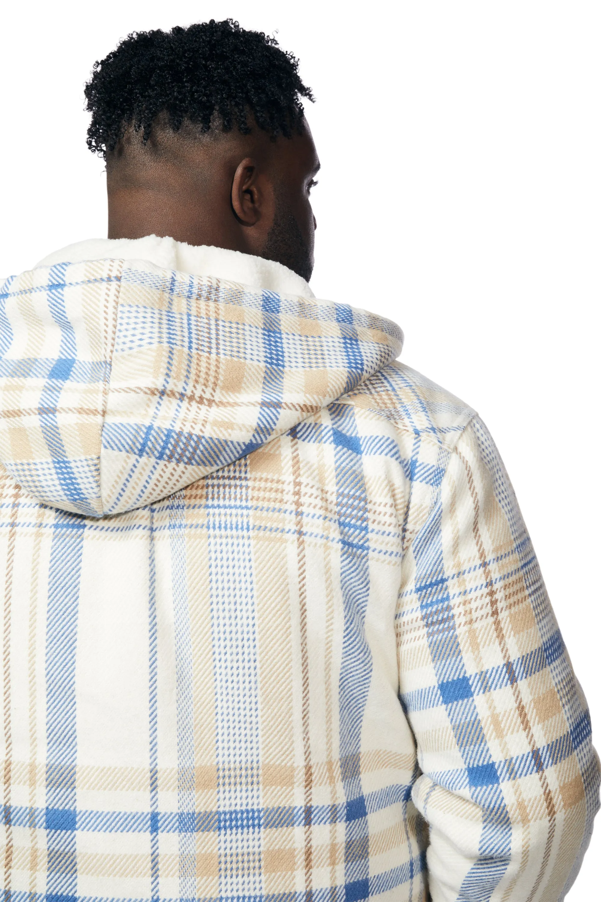 Big and Tall Plaid Flannel Shacket - Biscotti