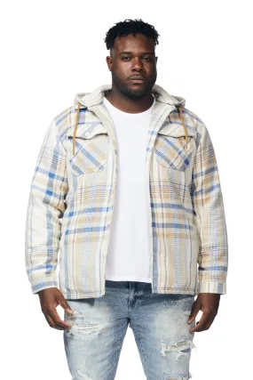 Big and Tall Plaid Flannel Shacket - Biscotti