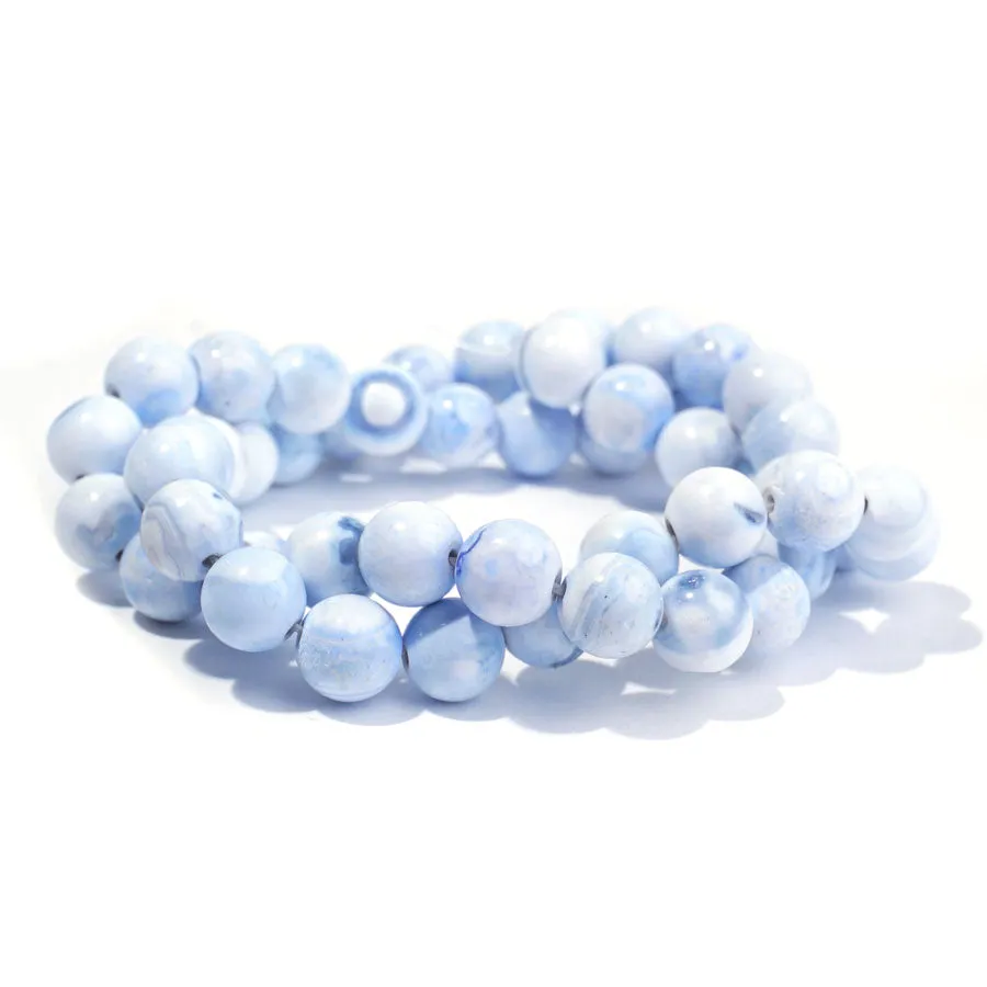 Blue Porcelain Agate  8mm Round - 15-16 Inch