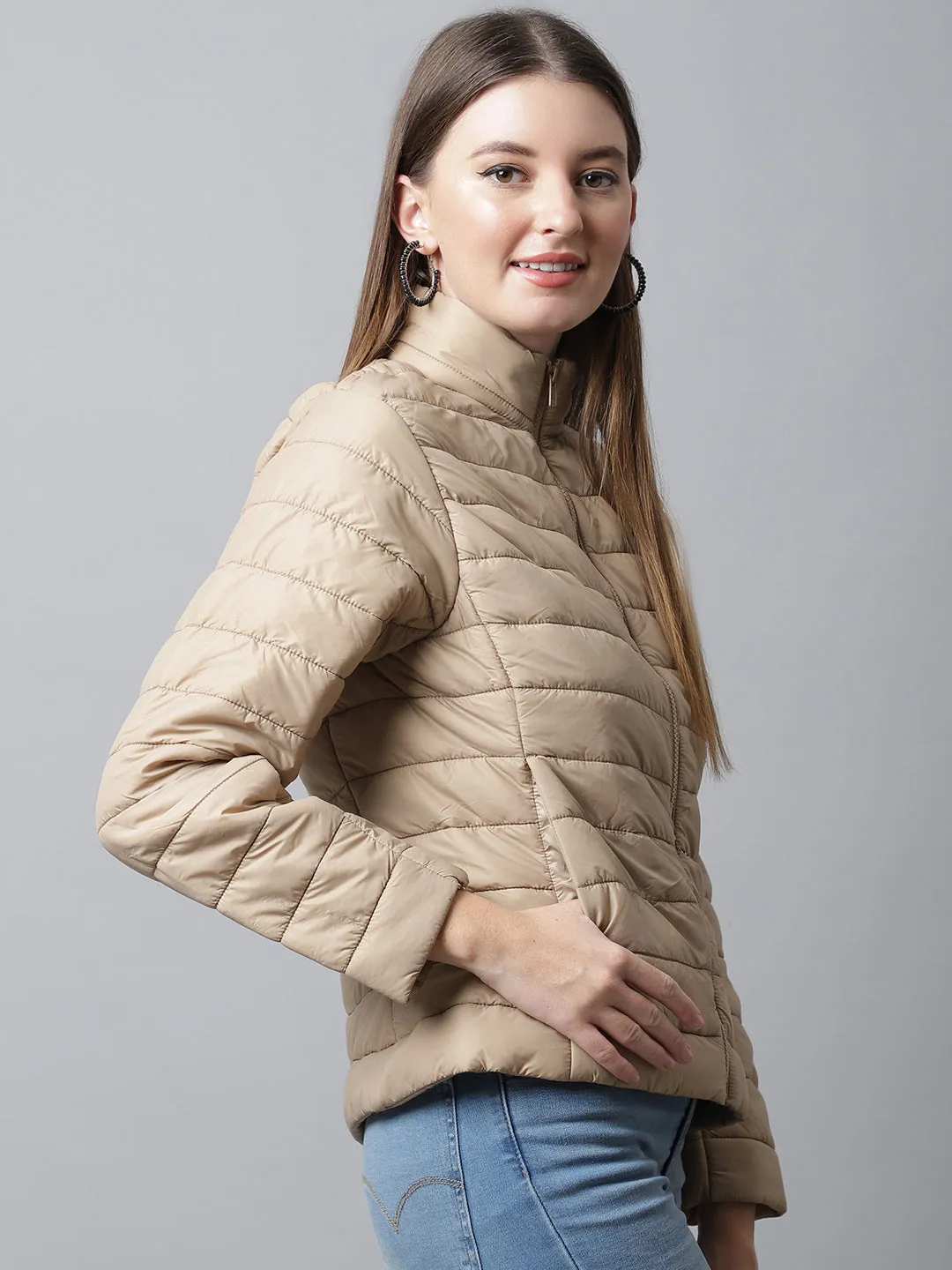 Cantabil Beige Women's Lightweight quilted jacket