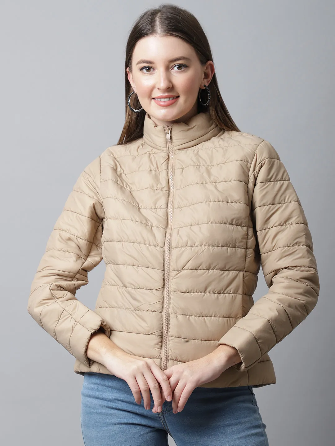 Cantabil Beige Women's Lightweight quilted jacket