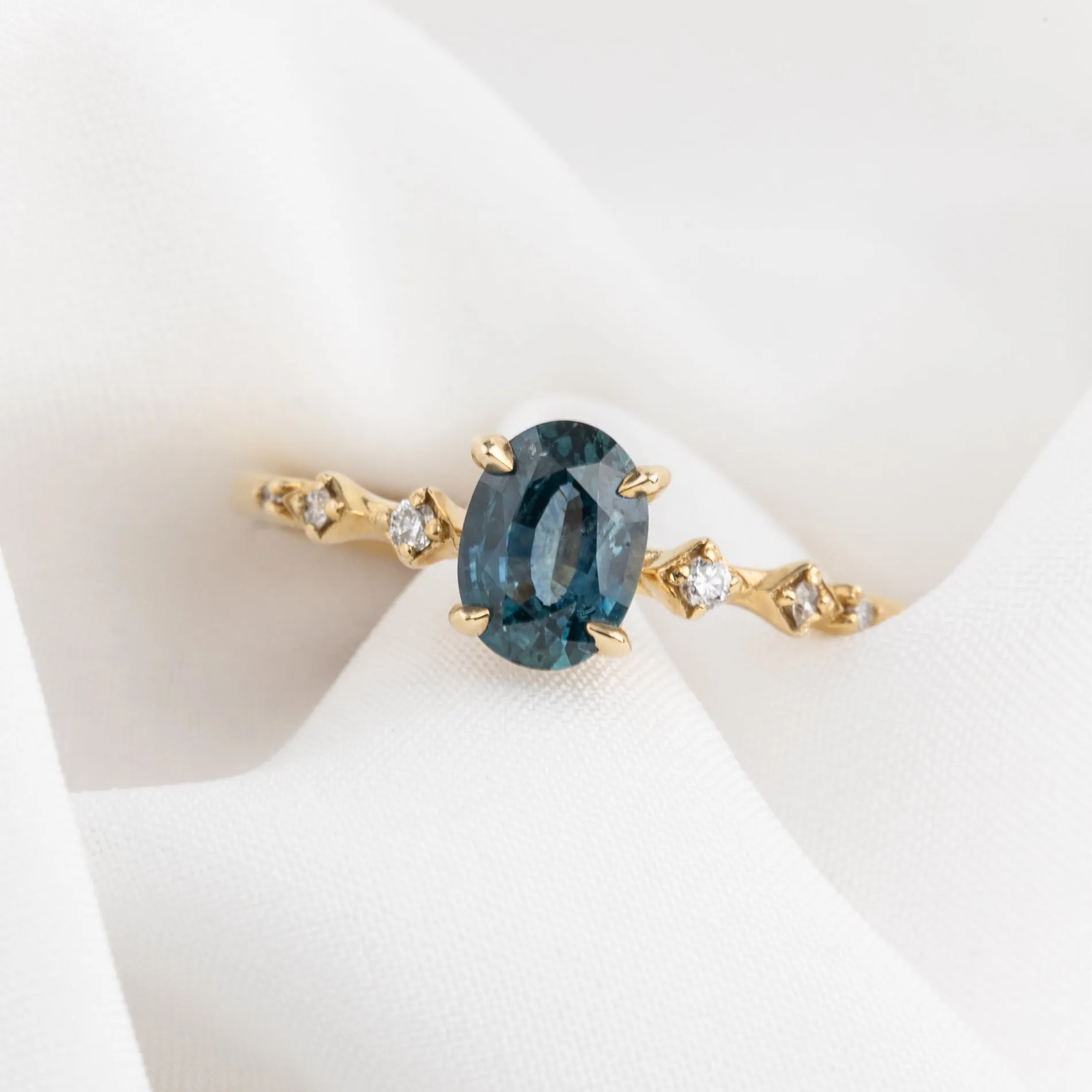 Celeste Ring - 1ct Montana Sapphire Ring, 14K Yellow Gold, One of a kind