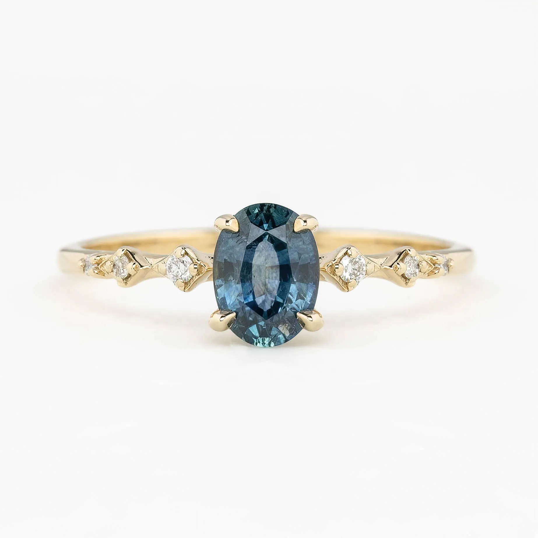 Celeste Ring - 1ct Montana Sapphire Ring, 14K Yellow Gold, One of a kind