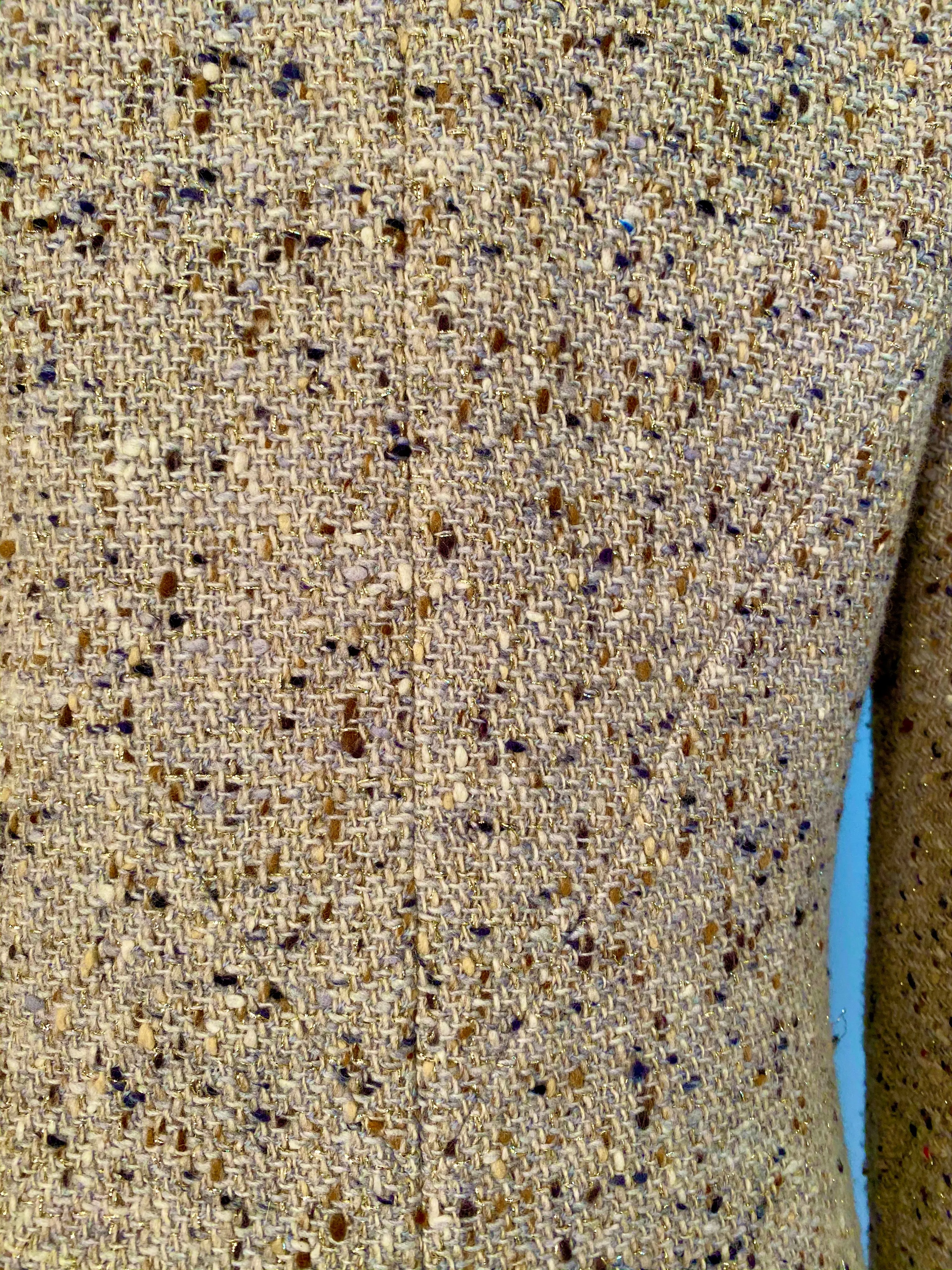 Chanel vintage 99A, 1999 Fall Brown Tweed Long Jacket subtle sparkle FR 40 US 6/8