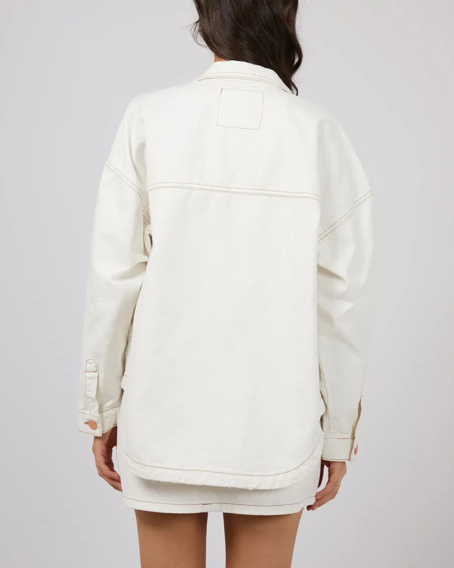 Coco Denim Shacket | Vintage White