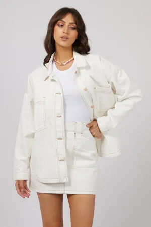 Coco Denim Shacket | Vintage White