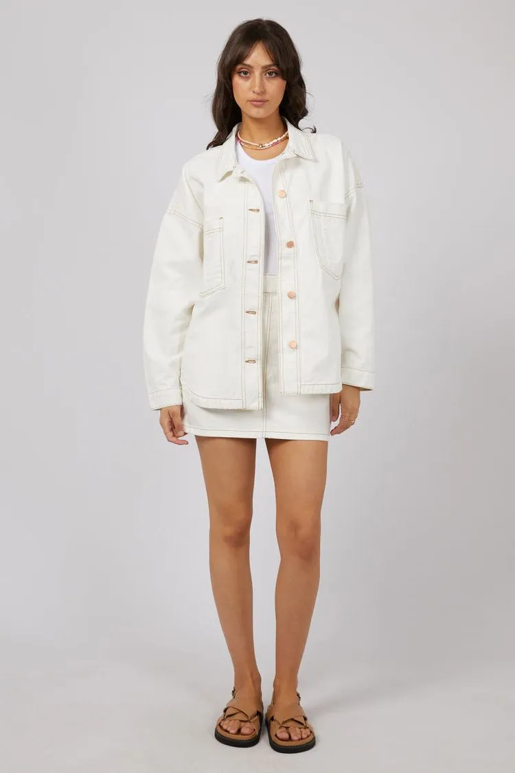 Coco Denim Shacket | Vintage White