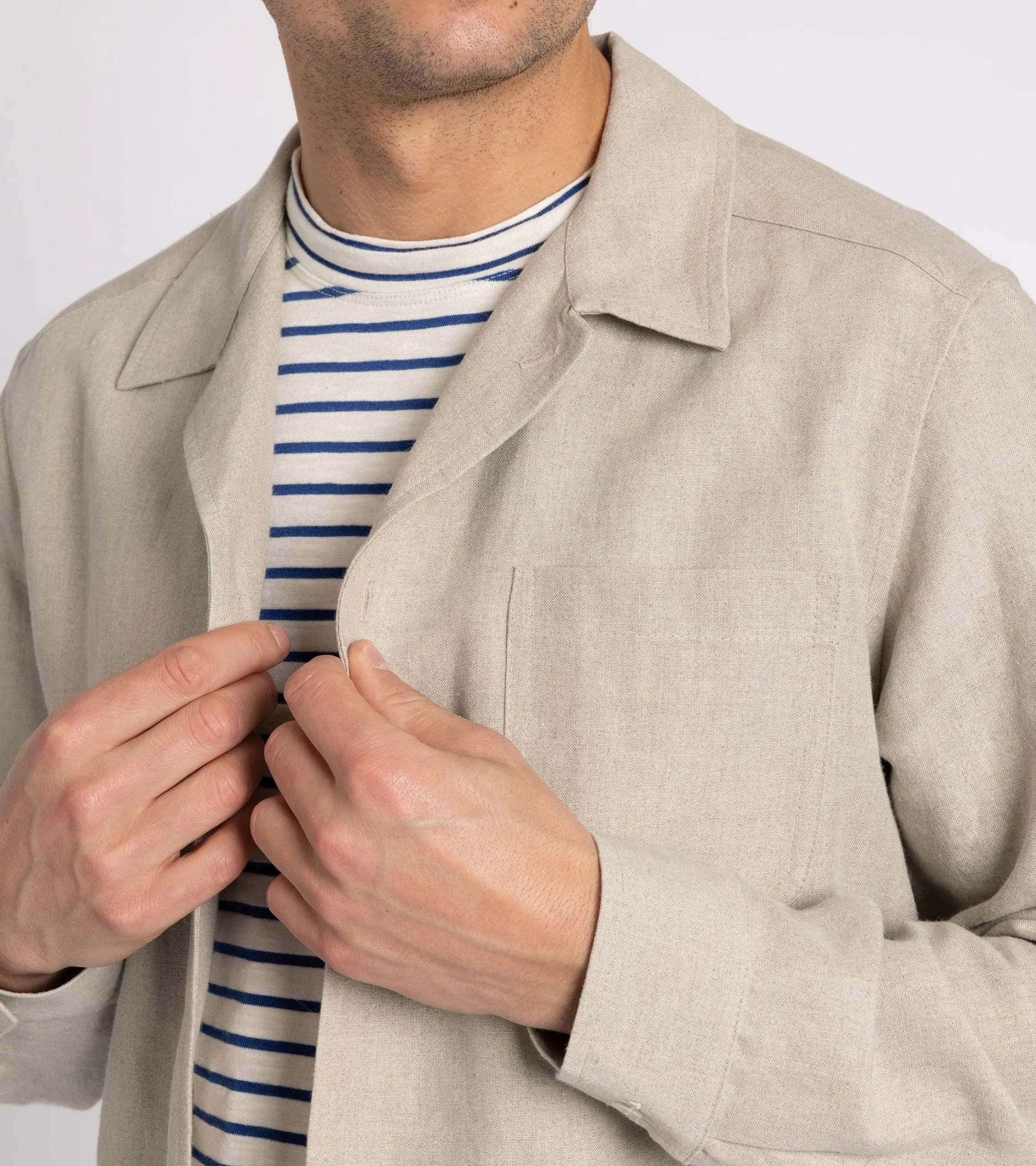 De Bonne Facture Belgian Linen Painter's Jacket: Undyed Flax