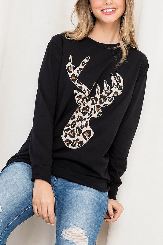 Deer Print & Leopard Top